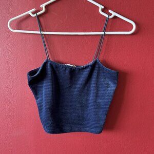 Blue Velvet Cropped Tank Top